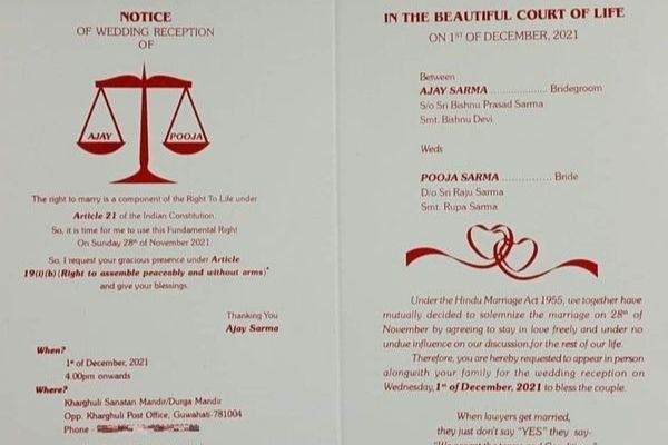 Guwahati Man Makes Constitution Themed Wedding Card To Celebrate Equality