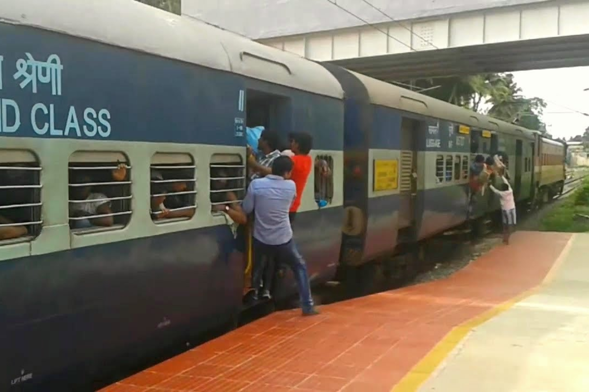 Train timing. Byatt Jo "busy Railway". Railway Station Trivandrum illustration.