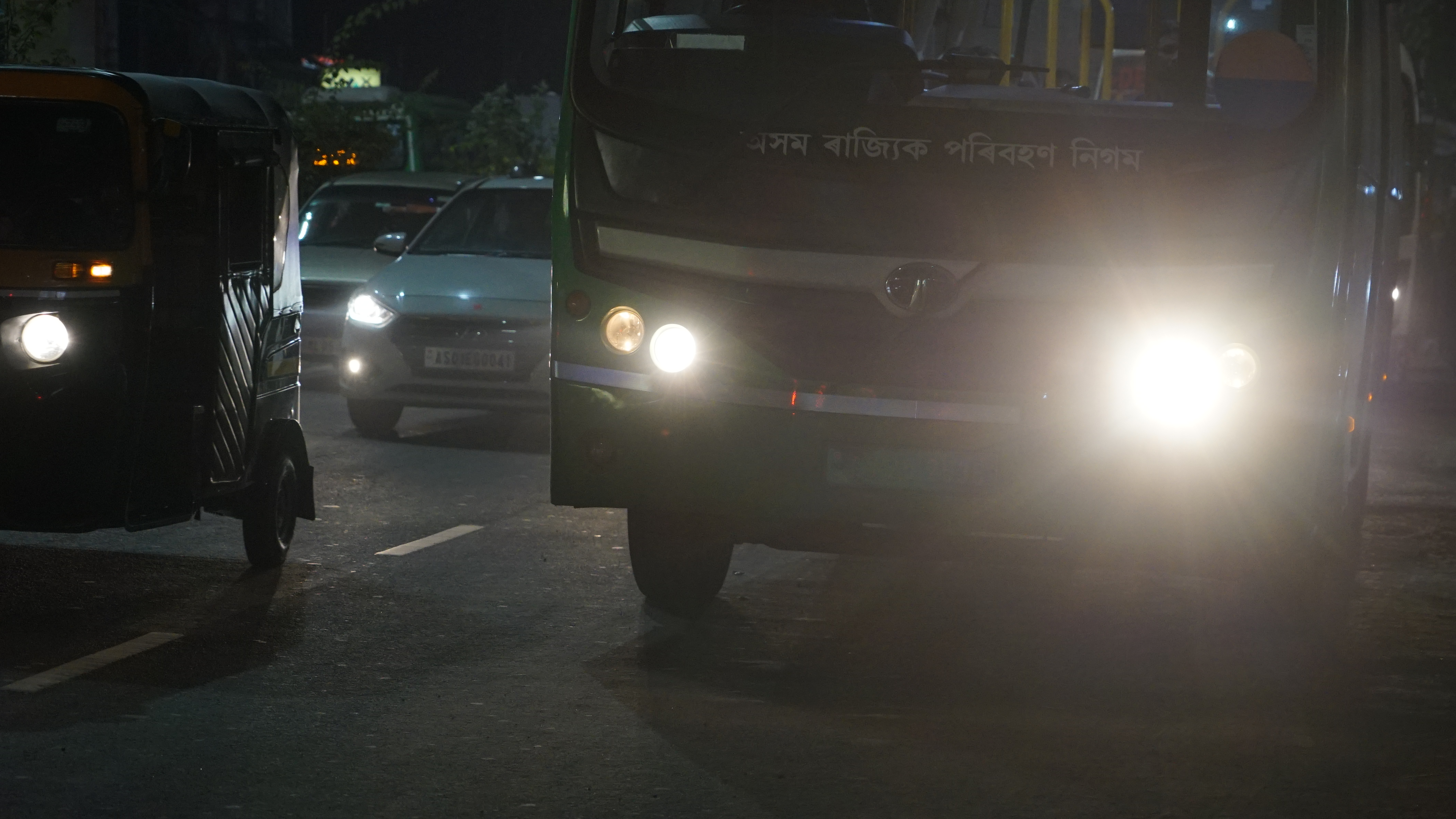 Vehicles flouting upper lights in Guwahati despite traffic rules.