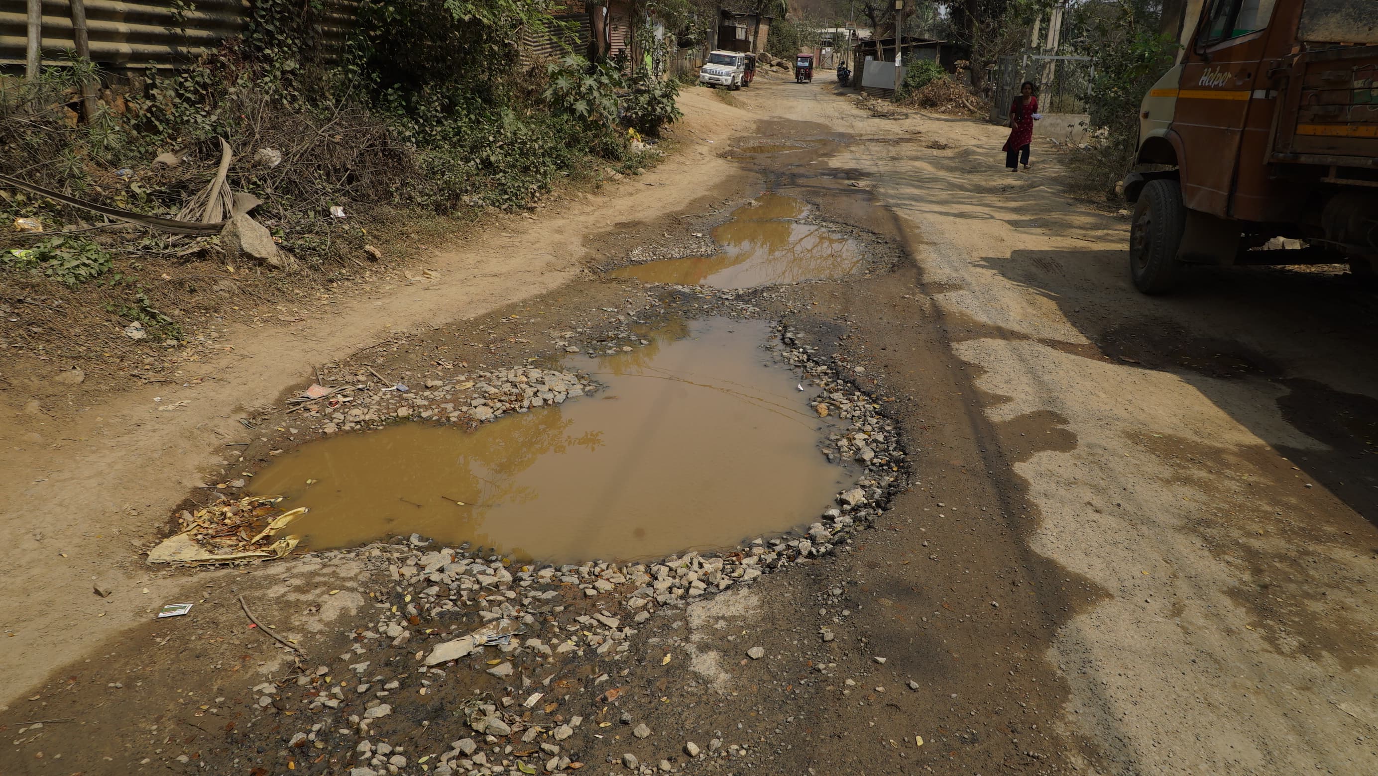 A dilapidated road in Guwahati.