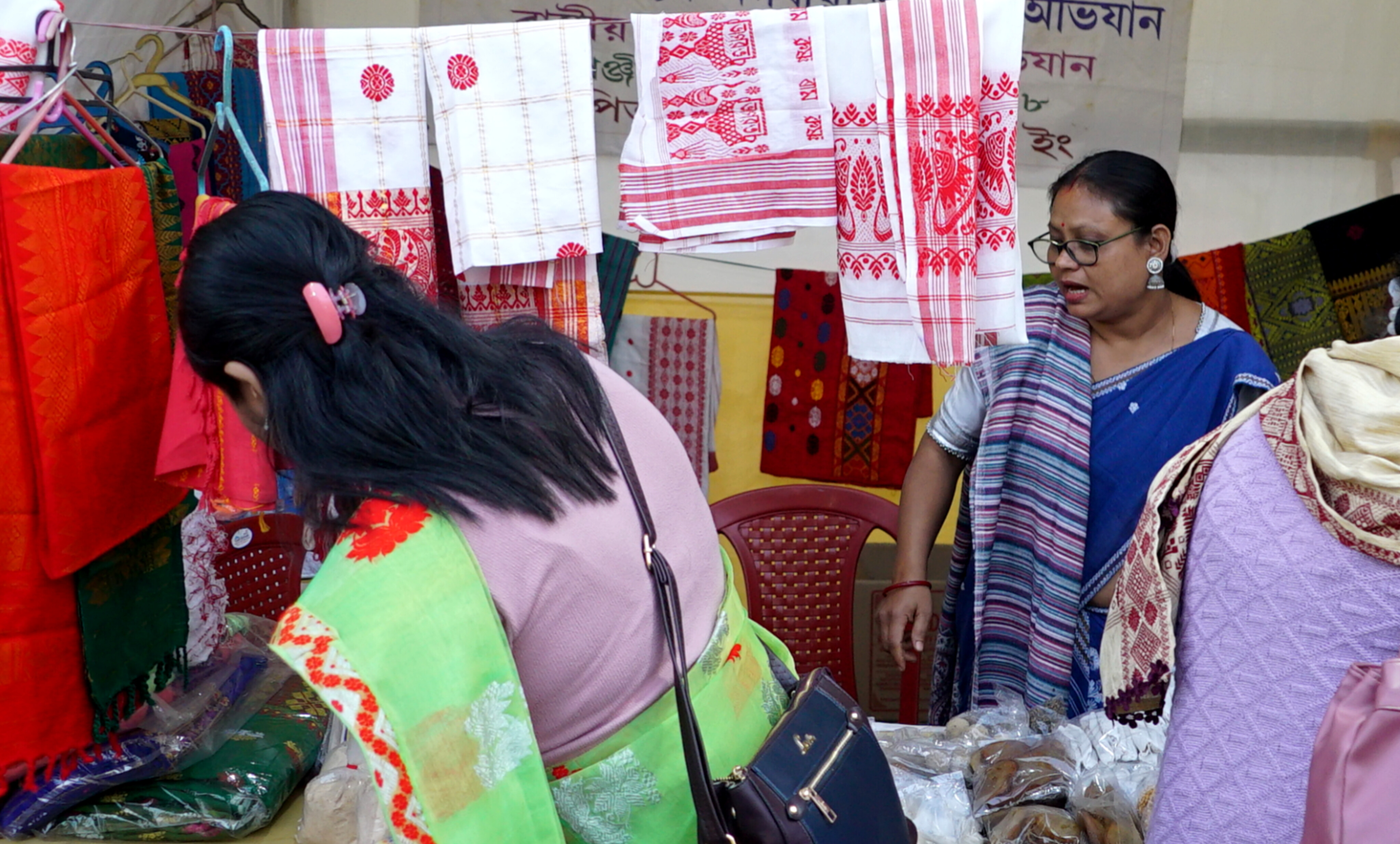 Customers shopping for gamusas in Guwahati.