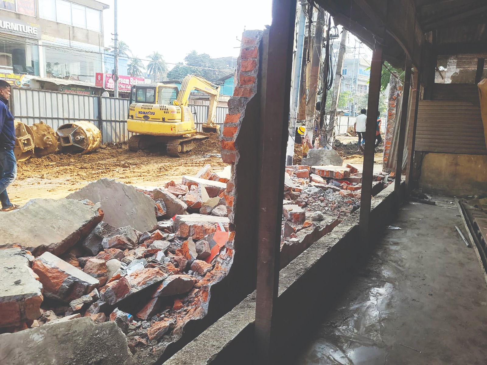 Demolished buildings near the Cycle Factory flyover.