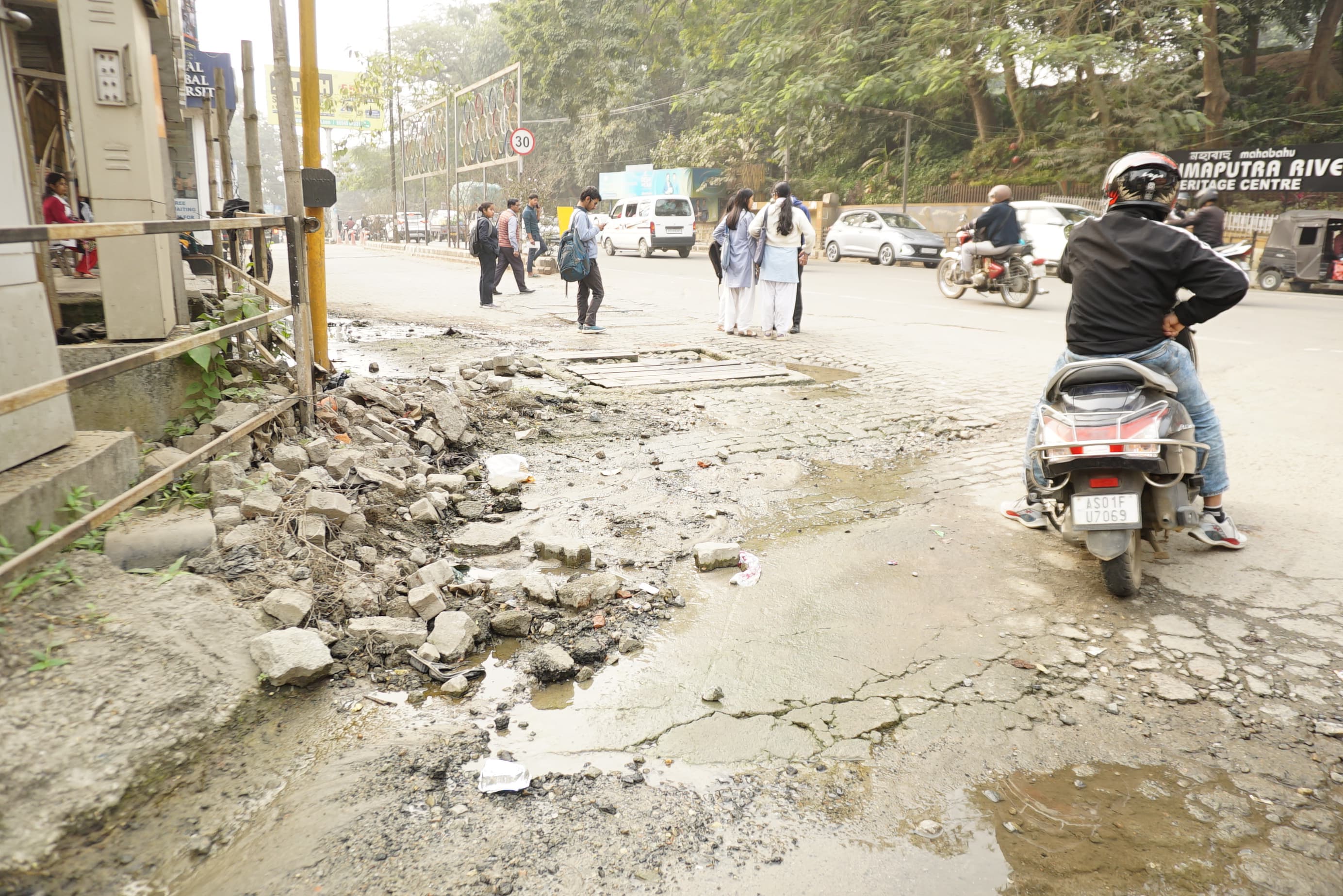 A pipeline project causing water leakage in Guwahati.