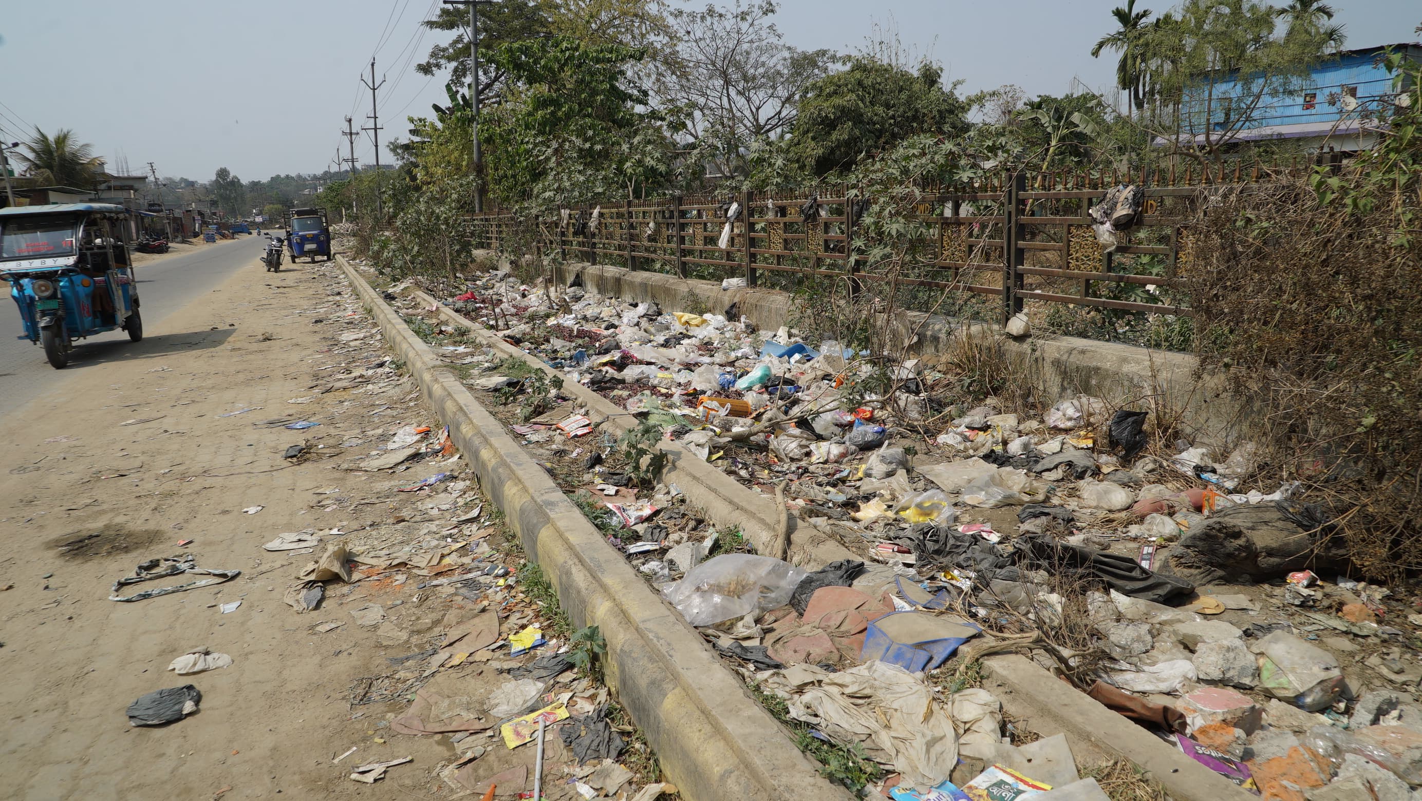 Garbage lying in the open in Guwahati's Dakhingaon.