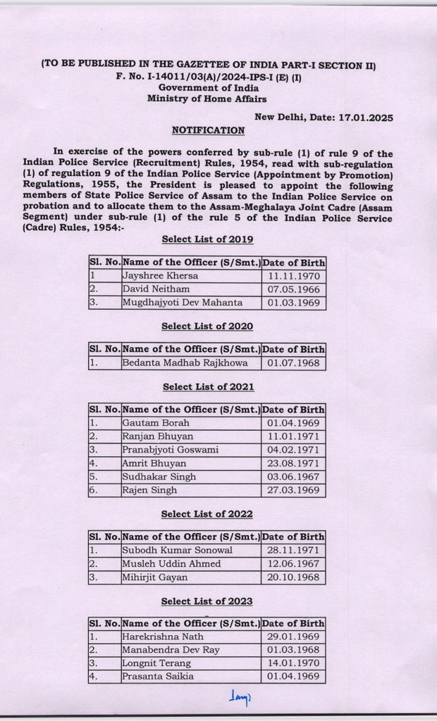 The list of APS officers selected for IPS.