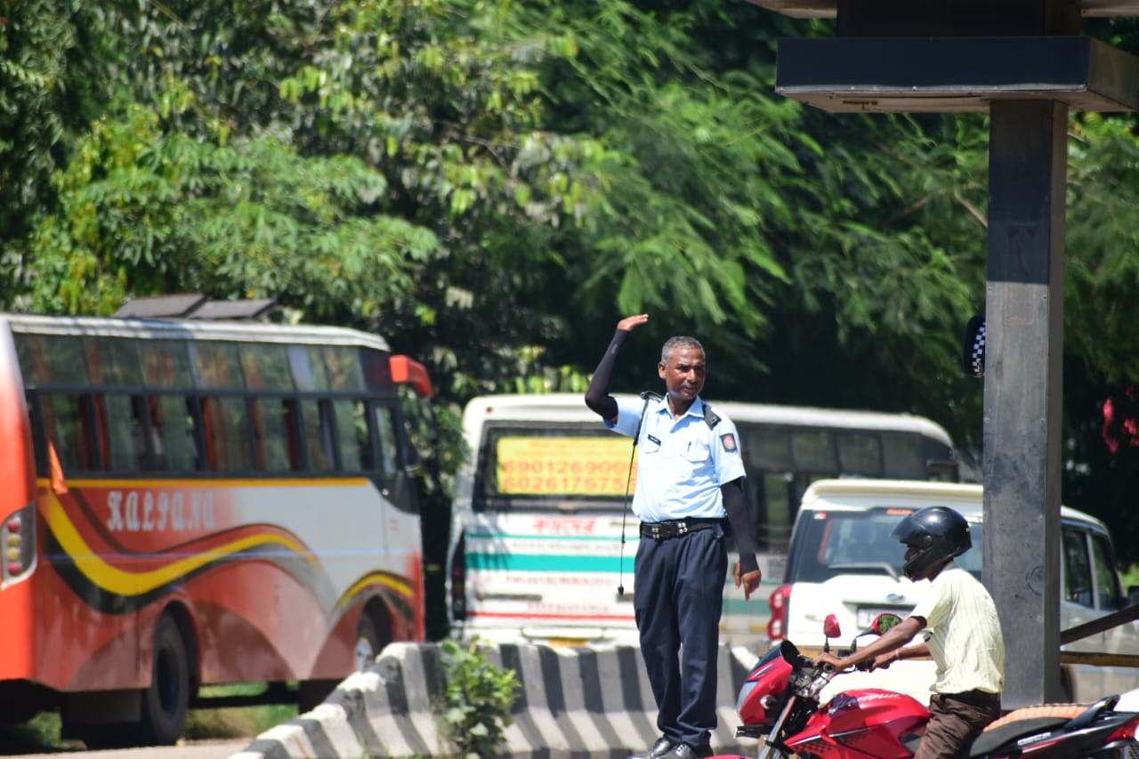 A traffic police official in Guwahati.