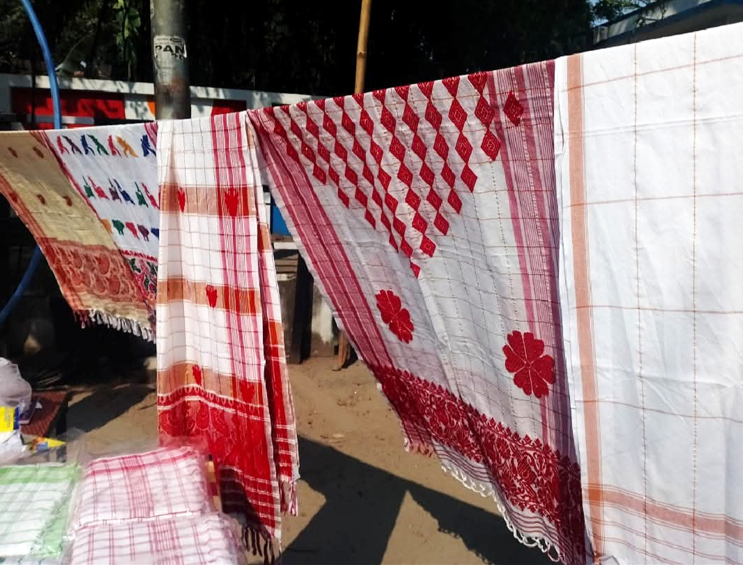 Gamusas hanging in a Guwahati stall.