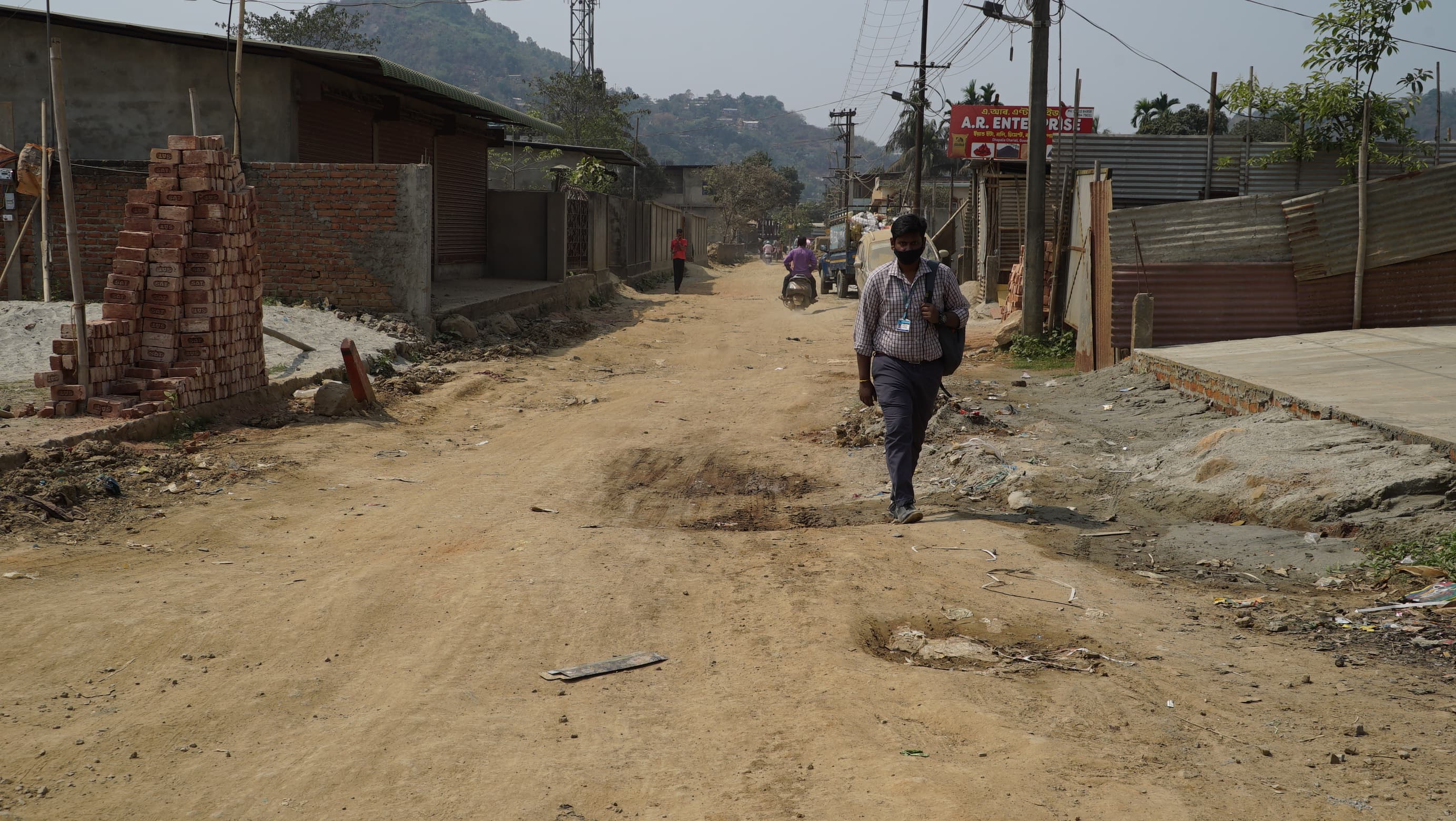 An incomplete road in Guwahati's Dakhingaon.